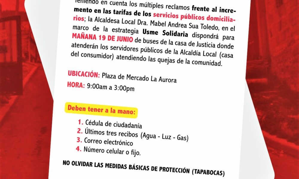 Reclamos por aumentos en servicios públicos HOY Barrio La Aurora La Andrea y Santa Marta