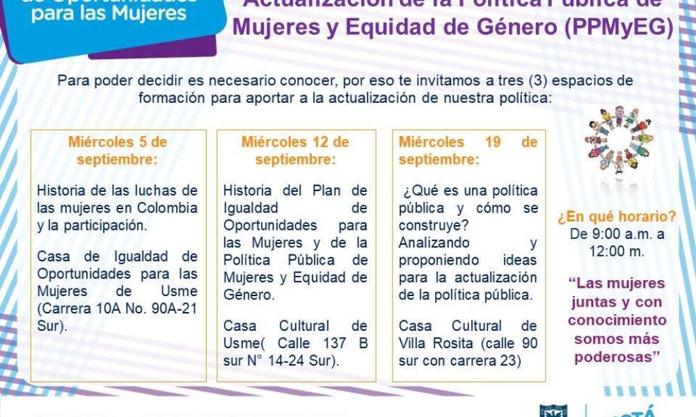 Actualización de la política pública de Mujer y Equidad de Genero