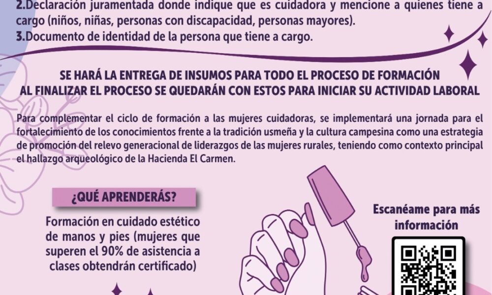 ¡Oportunidad para cuidadoras y cuidadores de Usme!