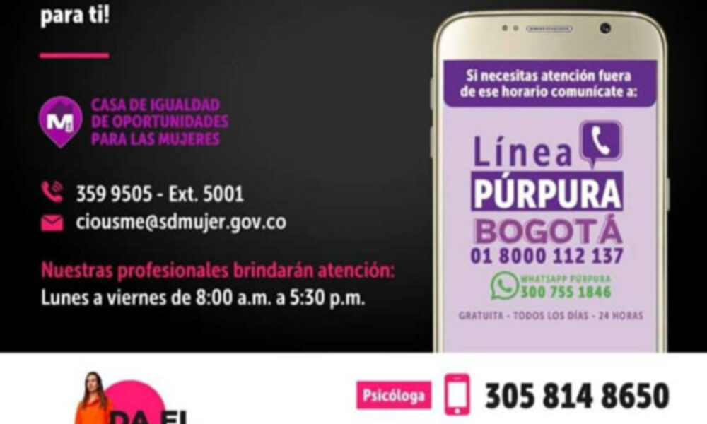 Refuerzan líneas de atención para mujeres en Usme