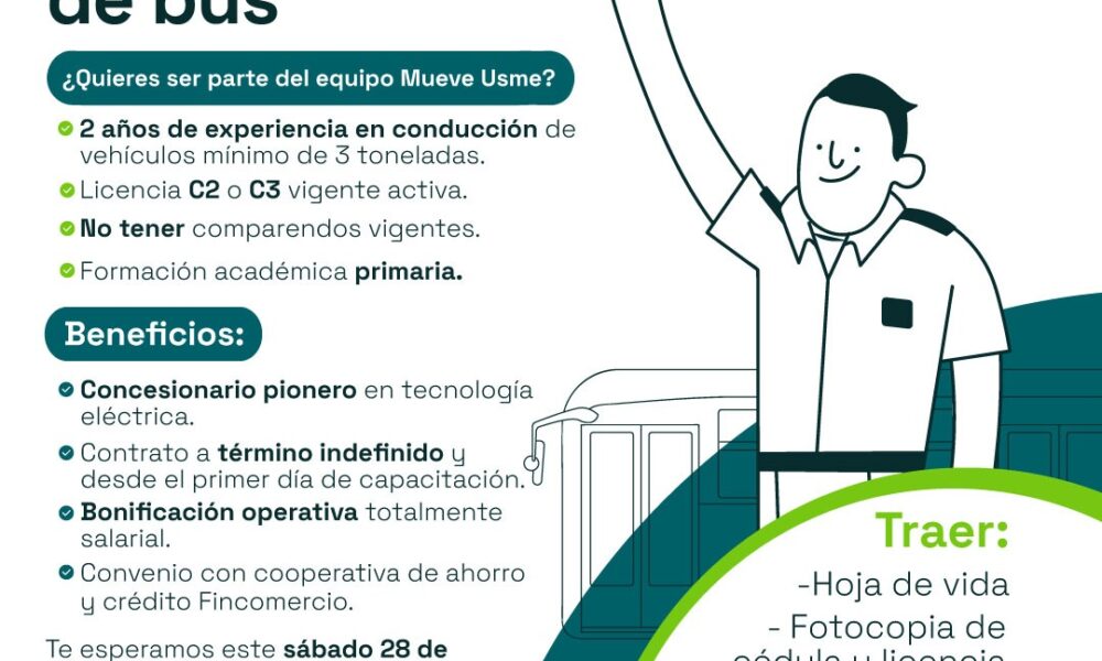 Trabaja como operador de bus en Usme